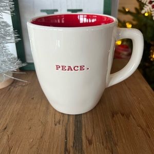 Rae Dunn | Peace Typewriter Coffee Mug Holiday Red Interior